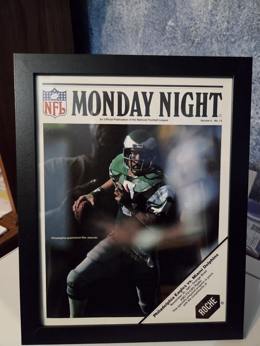 NFL Monday Night Framed Print - Jaworski Eagles  Football Poster
